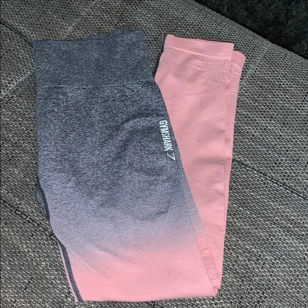 Gymshark gray/pink ombré leggings.